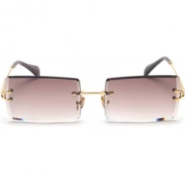 Round Small Rectangle Sunglasses Women RimlSquare Sun Glasses 2019 Summer Style Female Uv400 Green Brown - Clear Pink - CO199...