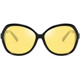 Oversized Night Vision Glasses for Driving Anti-glare Polarized Nightguide HD Glasses Women - Black - CA1945RAAI6 $28.33
