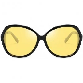 Oversized Night Vision Glasses for Driving Anti-glare Polarized Nightguide HD Glasses Women - Black - CA1945RAAI6 $27.59