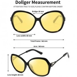 Oversized Night Vision Glasses for Driving Anti-glare Polarized Nightguide HD Glasses Women - Black - CA1945RAAI6 $17.66