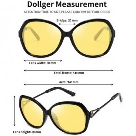 Oversized Night Vision Glasses for Driving Anti-glare Polarized Nightguide HD Glasses Women - Black - CA1945RAAI6 $27.59