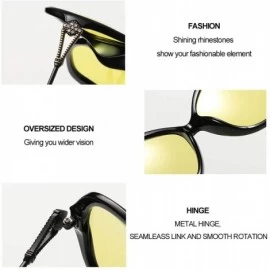 Oversized Night Vision Glasses for Driving Anti-glare Polarized Nightguide HD Glasses Women - Black - CA1945RAAI6 $17.66