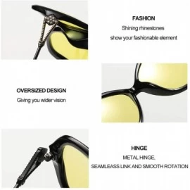 Oversized Night Vision Glasses for Driving Anti-glare Polarized Nightguide HD Glasses Women - Black - CA1945RAAI6 $27.59