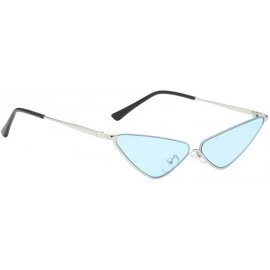 Round Sunglasses Small Round Metal Frame Cat Eye Candy Color Unisex Sun Glasses - Blue - CC18Q82RYR3 $8.63