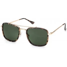 Oversized Sunglasses For Women Vintage Men Metal Frame UV400 Protection Gradient Green - Green - C818YLYWAQR $25.69