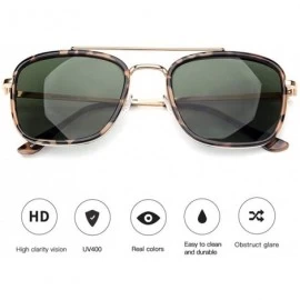 Oversized Sunglasses For Women Vintage Men Metal Frame UV400 Protection Gradient Green - Green - C818YLYWAQR $16.32