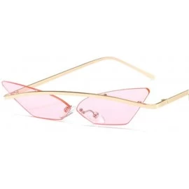 Sport Small Frame Personality Triangle Cat Eye Sunglasses Metal Beam Frameless Men and Women Sun Mirror - 1 - CO190R8OZEG $58.11