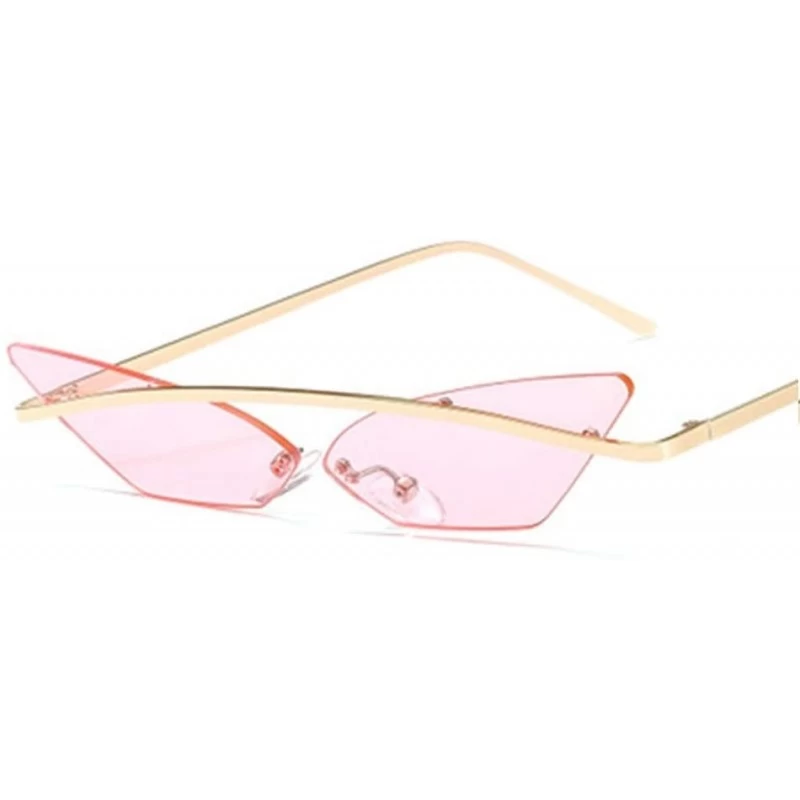 Sport Small Frame Personality Triangle Cat Eye Sunglasses Metal Beam Frameless Men and Women Sun Mirror - 1 - CO190R8OZEG $39.00