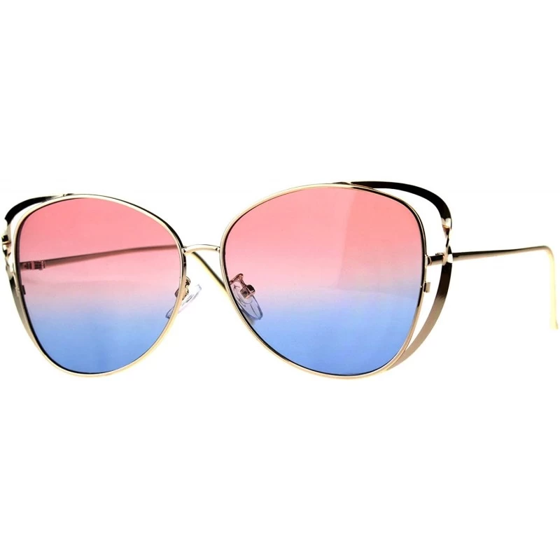 Butterfly Womens Metal Rim Butterfly Diva Designer Fashion Sunglasses - Gold Pink Blue - CY18D4KA2M6 $11.54