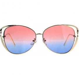 Butterfly Womens Metal Rim Butterfly Diva Designer Fashion Sunglasses - Gold Pink Blue - CY18D4KA2M6 $24.05