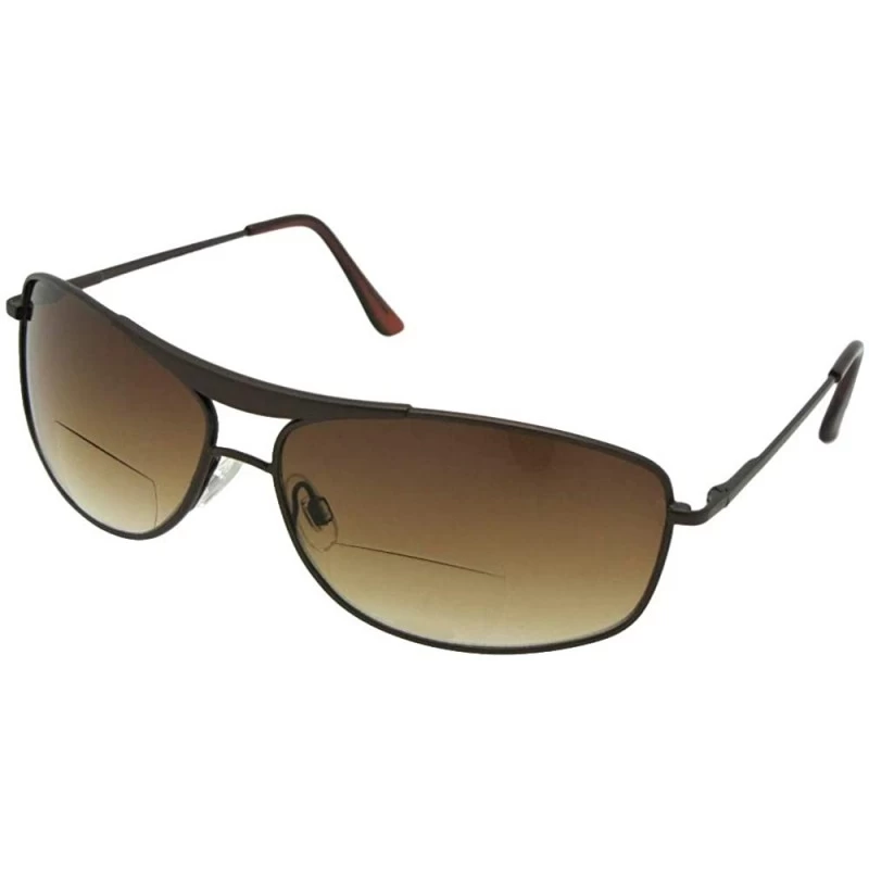 Rectangular Bifocal Sunglasses Modified Aviator Style B46 - Bronze Frame-brown Lenses - CN186QK8K53 $11.93