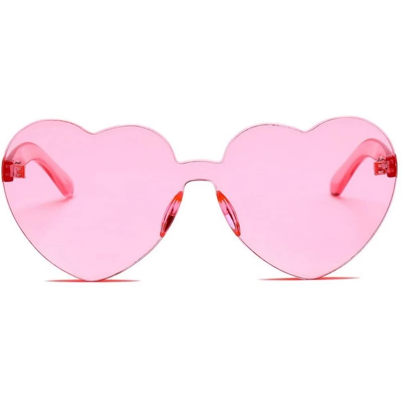 Oversized Classic Heart Shaped Sunglasses - Women Oversized Heart Transparent Candy Color Eyewear Party Sun Glasses - B - C71...