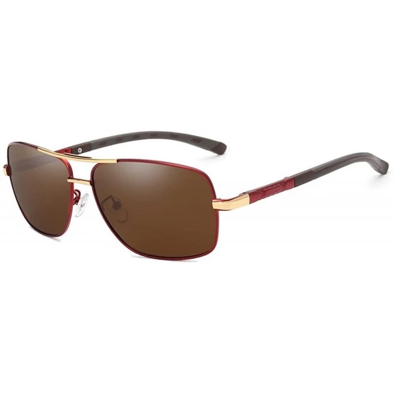 Sport Mens polarized sunglasses-Fashion glasses for men - Gold/Brown - C318E43XRCD $30.23
