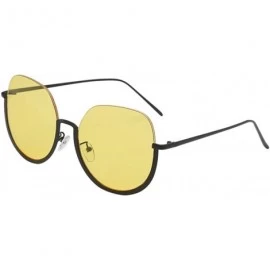 Wrap Half Frame Sunglasses Classic Design Mirror Sunglasses Vintage Womens Sunglasses - Yellow - CZ18TM69IO3 $17.83