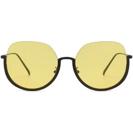Wrap Half Frame Sunglasses Classic Design Mirror Sunglasses Vintage Womens Sunglasses - Yellow - CZ18TM69IO3 $17.83