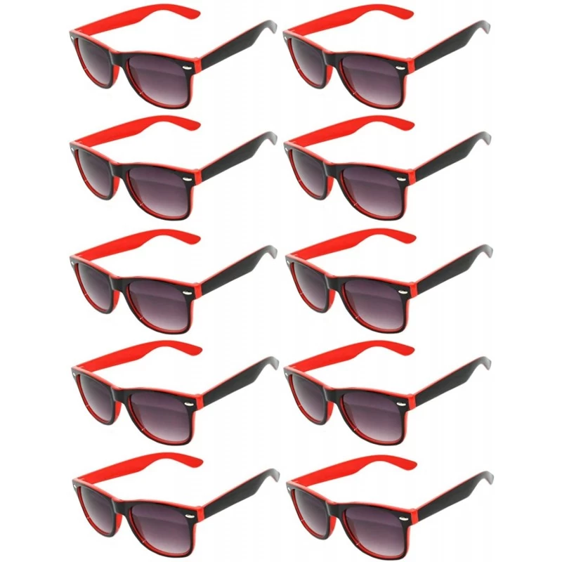 Wayfarer New Retro Vintage Two - Tone Sunglasses Smoke Lens 10 Pack Many Colors - 10_pack_2tone_red - C6127GQ02HD $22.34