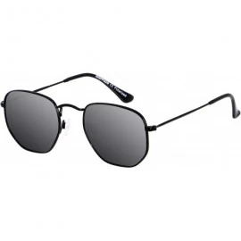 Square Polarized Sunglasses for Women Men Small Trendy Square Mirrored Vintage Sun Glasses Hexagonal - C518H57G2UL $15.67