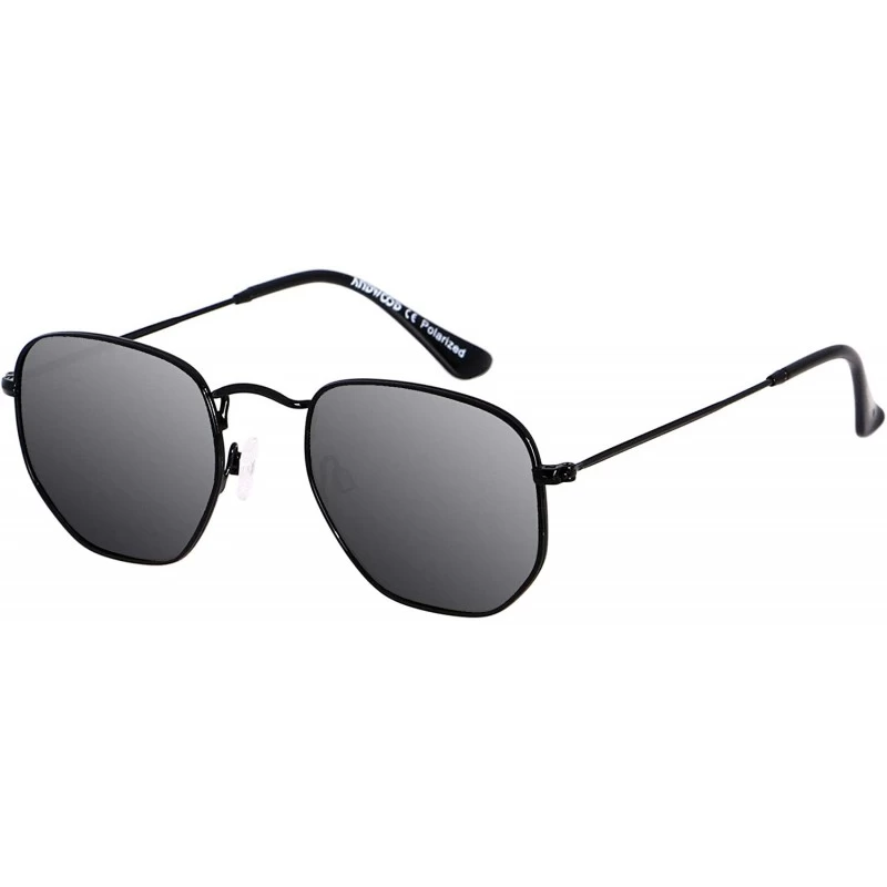 Square Polarized Sunglasses for Women Men Small Trendy Square Mirrored Vintage Sun Glasses Hexagonal - C518H57G2UL $15.67