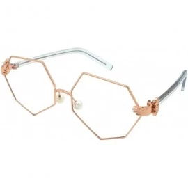 Oversized Vintage Style Angular Frames with Flat Lens 3136-FLCL - Rose Gold - CB182LAGGDT $12.11