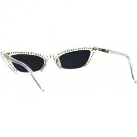 Rectangular Womens Skinny Sunglasses Rhinestone Rectangular Cateye Frame UV 400 - Clear (Black) - CS18IDOWI28 $9.37