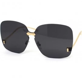 Rimless Womens Exposed Lens Rimless Down Temple Swan Sunglasses - Gold Black - C718WSLYO0H $22.50