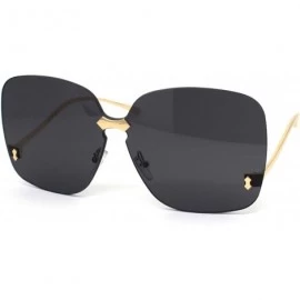 Rimless Womens Exposed Lens Rimless Down Temple Swan Sunglasses - Gold Black - C718WSLYO0H $13.68