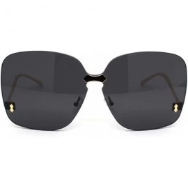 Rimless Womens Exposed Lens Rimless Down Temple Swan Sunglasses - Gold Black - C718WSLYO0H $13.68
