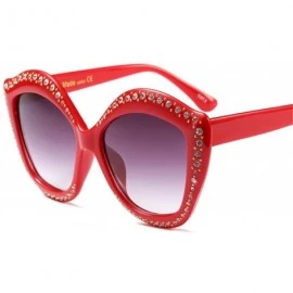 Oversized Lip Shape Diamond Sunglasses Women Brand Designer Luxury Crystal Sun Glasses - Red - CT189OL6H72 $23.18