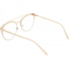 Cat Eye Women's Oversize Metal Crossbar Round Clear Flat Lens Cat Eye Glasses 61mm - Gold / Clear - C9187I9Y7SE $12.32