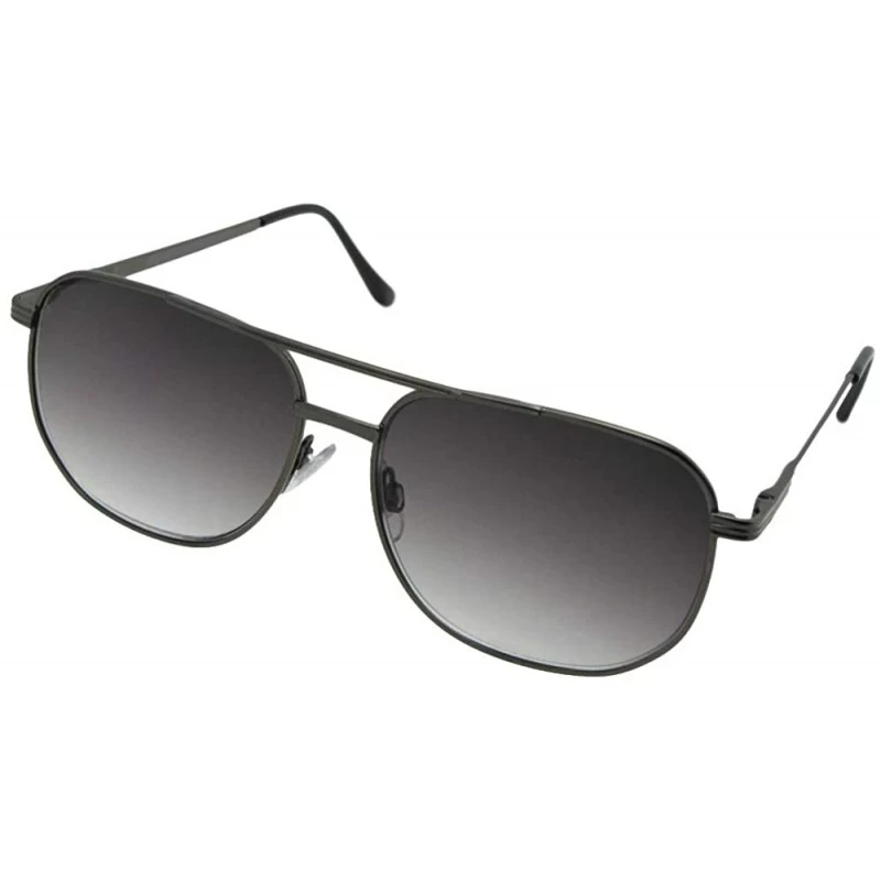 Aviator Square Aviator Non Polarized Reader Sunglasses R21 - Pewter Frame-gray Lenses - C918CQSMCA4 $12.17