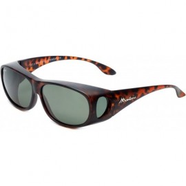 Rectangular Designer Polarized Fitover Sunglasses F03 63mm - Matte Tortoise - CF182WGLNE0 $49.12