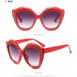 Oversized Lip Shape Diamond Sunglasses Women Brand Designer Luxury Crystal Sun Glasses - Red - CT189OL6H72 $23.18