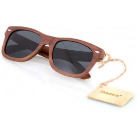 Wayfarer Walnut Wood Wooden Polarized Sunglasses Natural Floating Light Frames W/Pouch - Black - CK12DAL5ASR $22.14