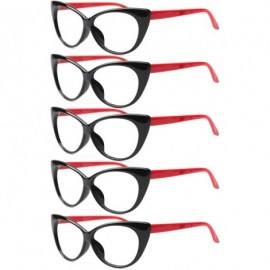 Cat Eye 3-Pair Value Pack Fashion Designer Cat Eye Reading Glasses for Womens - 5 Pairs in Red - CD18A5NCSRK $33.10