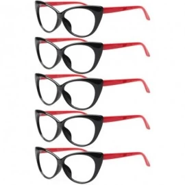 Cat Eye 3-Pair Value Pack Fashion Designer Cat Eye Reading Glasses for Womens - 5 Pairs in Red - CD18A5NCSRK $30.68