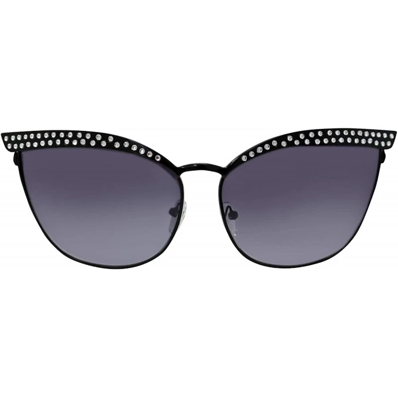 Cat Eye Cat Eye Metal Frame Rhinestone Sunglasses With Hard Case - Black - CQ18U0GAHA5 $19.59