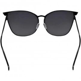 Cat Eye Cat Eye Metal Frame Rhinestone Sunglasses With Hard Case - Black - CQ18U0GAHA5 $19.59