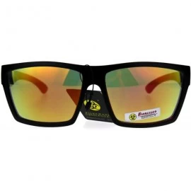 Rectangular Biohazard Mens Color Mirror Sport Black Horn Rim Sunglasses - Fuchsia - CQ186H5WXL3 $12.60
