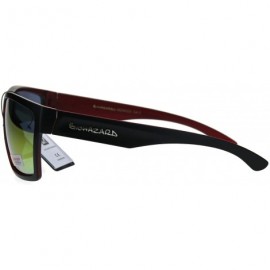 Rectangular Biohazard Mens Color Mirror Sport Black Horn Rim Sunglasses - Fuchsia - CQ186H5WXL3 $12.60