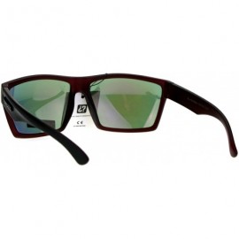 Rectangular Biohazard Mens Color Mirror Sport Black Horn Rim Sunglasses - Fuchsia - CQ186H5WXL3 $12.60