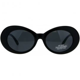 Oval Womens Vintage Fashion Sunglasses Oval Frame Half Shiny Half Matted UV 400 - Black (Black) - CB18C7TS69N $11.56
