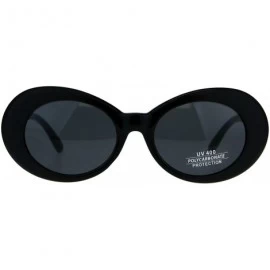 Oval Womens Vintage Fashion Sunglasses Oval Frame Half Shiny Half Matted UV 400 - Black (Black) - CB18C7TS69N $21.97