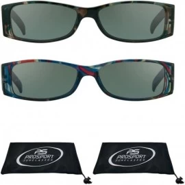 Square Trendy Square Framed Reading Sunglasses for Women (Camo + Blue - 3.50) - C9180R3SDYN $31.94