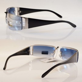 Shield Large Slim Wraparound Rimless Mirror Sunglasses with Open Temple A194 - Blue Rv - CB18EI4S7LO $10.26