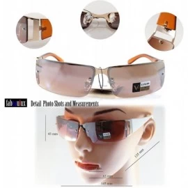 Shield Large Slim Wraparound Rimless Mirror Sunglasses with Open Temple A194 - Blue Rv - CB18EI4S7LO $10.26