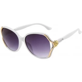 Round Women's Sunglasses-Vintage Rose Flower Big Frame Eyewear Sunglasses for Women - E - C218E5IZ978 $10.22
