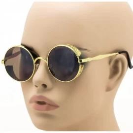 Round Steampunk Retro Gothic Hippie Colored Metal Round Frame Sunglasses Colored Lens - Gold Brown - C51869C655Z $19.17
