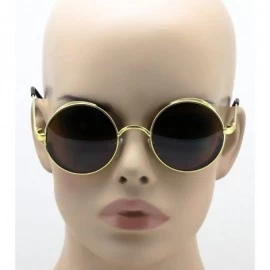 Round Steampunk Retro Gothic Hippie Colored Metal Round Frame Sunglasses Colored Lens - Gold Brown - C51869C655Z $19.17