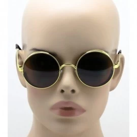 Round Steampunk Retro Gothic Hippie Colored Metal Round Frame Sunglasses Colored Lens - Gold Brown - C51869C655Z $11.86