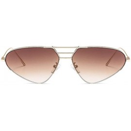 Oval Cat Sunglasses Women Fashion Purple Mirror Shades Gradient Metal Frame Men Sun Glasses with Box UV400 - Brown - C819387N...